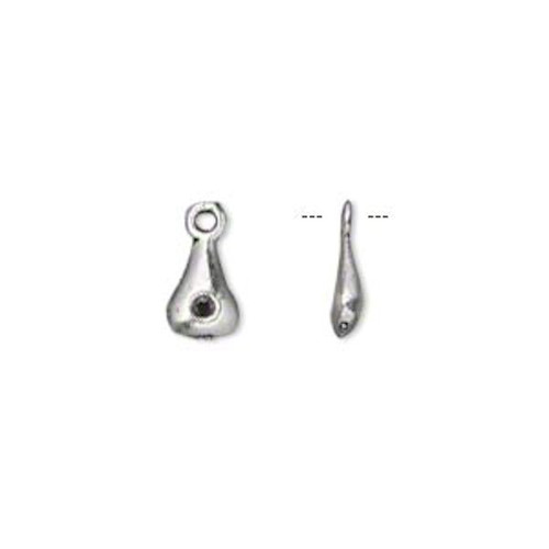 100 Antiqued Silver Plated Pewter 8x6mm Teardrop Charms  *