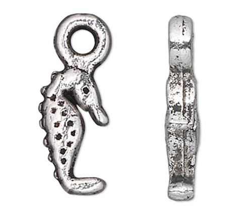 Charm, 100 Antiqued Silver Pewter 9x5mm Double Sided SEAHORSE Charms