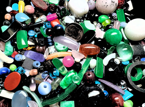 Component Mix, 1/2 Pound Gemstone & Glass Shape & Color Mix Approximately 200-600  *