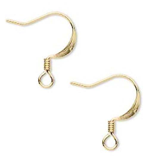 500 Gold Plated Brass 17mm 22 Gauge Flat Fishhook Earwire Earrings with Coil `