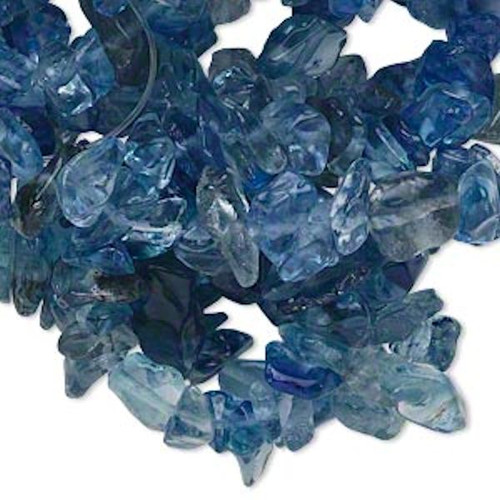36" Strand Blueberry Quartz Glass 3-6mm Chip Beads with 1mm Hole *