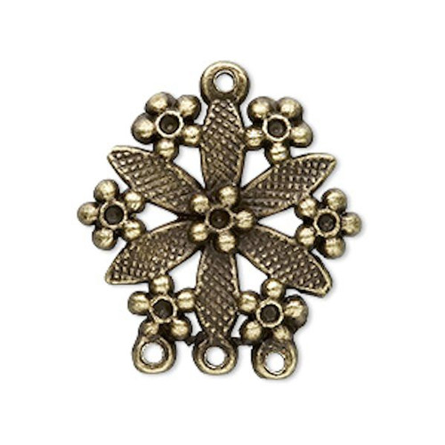 20 Antiqued Brass Pewter Flower Connector   ~  28x24mm  *