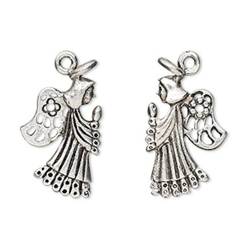 2 Antiqued Pewter Praying Angel Charms ~ 26x14mm