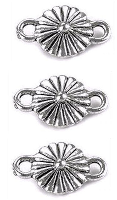 Link, 16 Antiqued Silver Plated Pewter 10x16mm Flower Connectors *