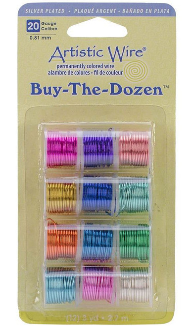 12 Spools x 3 Yards Artistic Wire Buy-The-Dozen 20 Gauge Wrapping Wire MIX *