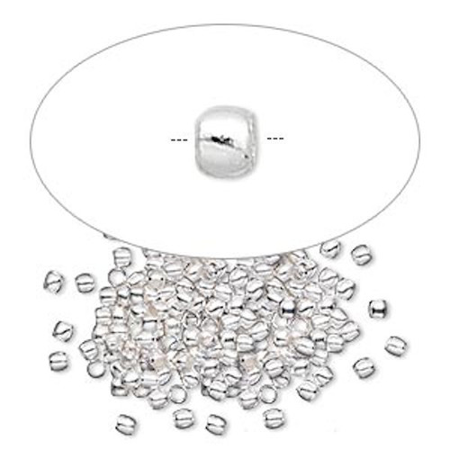 100 Silver Plated Brass Smooth Micro 2x1.5mm Round Spacer Beads with 1.3mm Hole