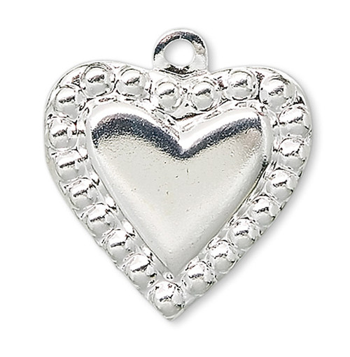 10 Silver Plated Brass Drop 14x14mm Heart Charms *