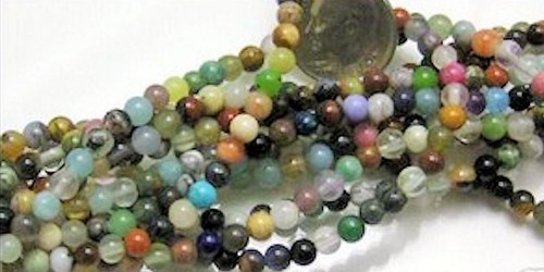 1 Strand(92-112) Mixed Gemstone 4mm Smooth Round Beads with 0.5-1mm Hole