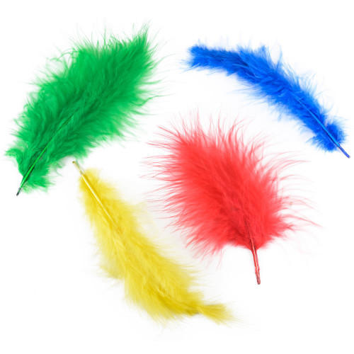 0.25 Ounce Large Vibrant Primary Colored Marabou Feather Mix - Approximately 3-8" Long