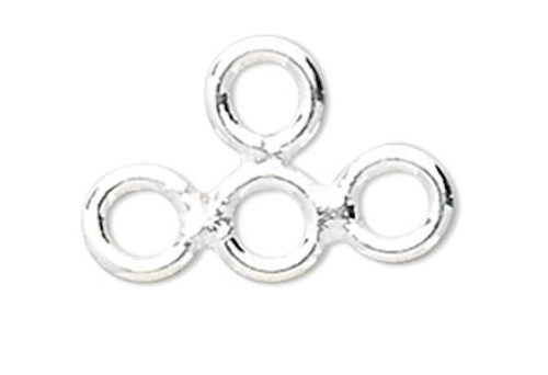 Finding, Link, 10 Sterling Silver 9x6mm 4 Ring Cluster Link Connectors `