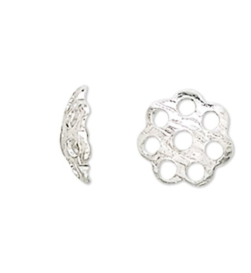 Bead Cap, 500 Silver Plated Brass 6x1mm Filigree Scalloped to Fit 6-8mm Beads Bead Cap, 500 Silver Plated Brass 6x1mm Filigree Scalloped to Fit 6-8mm Beads