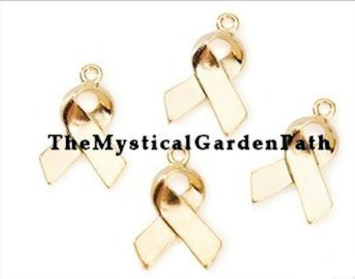 12 Gold Plated Brass Ribbon Awareness Charms ~ 20x13mm