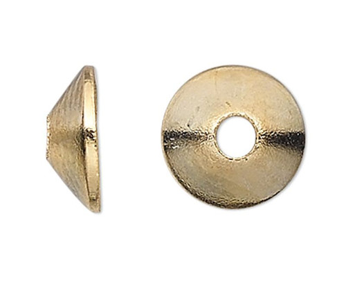 Bead Cap, 300 Gold Plated Steel 7x2mm Smooth Cone Bead Caps to Fit 8-10mm Beads