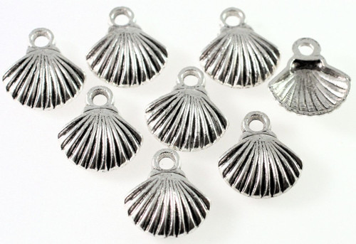 10 Antiqued Silver Plated Pewter 15x14mm Sea Shell Charms