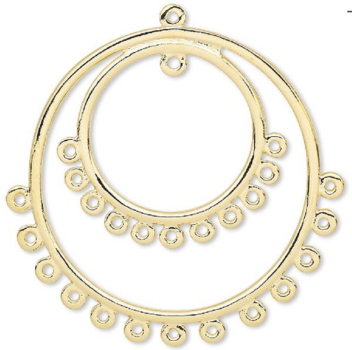 4 Gold Plated Brass Double Beading Earring Hoops 30mm with loops