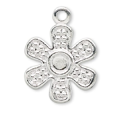 50 Silver Plated Brass 12x12mm Flat Flower Drop Charms *