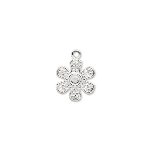 50 Silver Plated Brass 12x12mm Flat Flower Drop Charms *