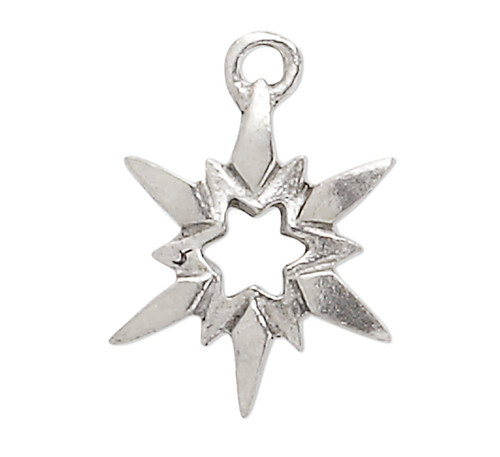Charm, 2 Antiqued Silver Pewter 17x14mm Double Sided Open Star Charms *