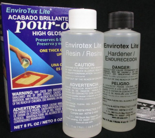 (2) 4-oz Bottles Envirotex Lite Pour On High Gloss Clear Resin Finish