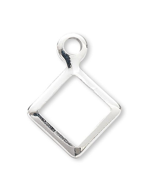100 Silver Plated Brass 9x9mm Open Square Drop Charms
