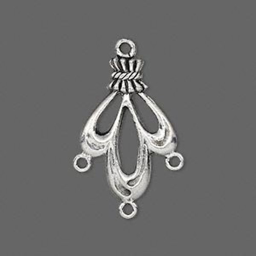 2 Antiqued Pewter 25x17mm Double Sided Ruffle Earring Connectors  *