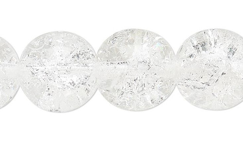 Clear Crystal Crackle Glass 10mm Round Beads with 1-1.3mm Hole 1 Strand(40)