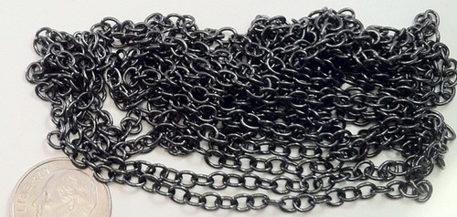 Chain, Gunmetal Finished Steel Flat Oval Fine Cable with 3x2mm Link 76 Inches *