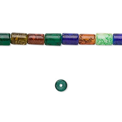 36" Strand(144) Jewel Tone Colored Glass 6x4mm Round Tube Beads with 0.75mm Hole `