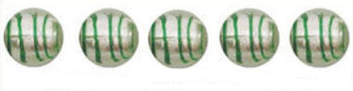 24 Striped Green Clear Lampworked Glass Silver Foil 10mm Round Beads *
