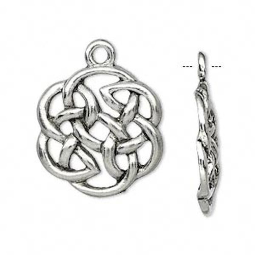 2 Antiqued Silver Pewter 22x21mm Celtic Knot Charms with Loop