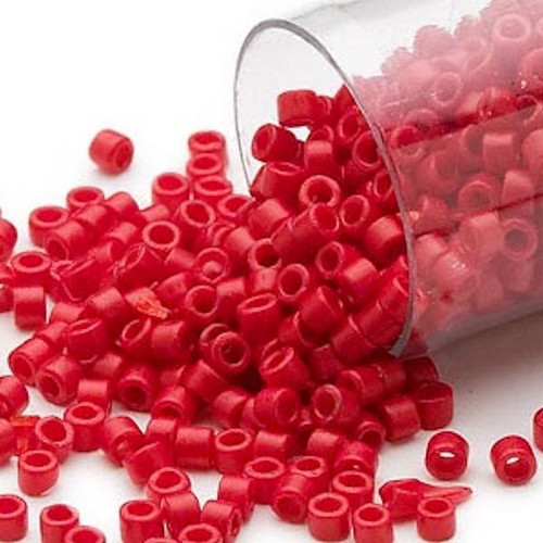 7.5 Grams Delica Seed Beads ~ Opaque Matte Candy Apple RED  ~ #11 ~ DB0791