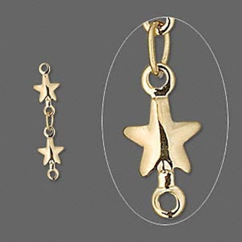 6 Gold Plated Brass Star Chain Extender  ~ 20mm Long