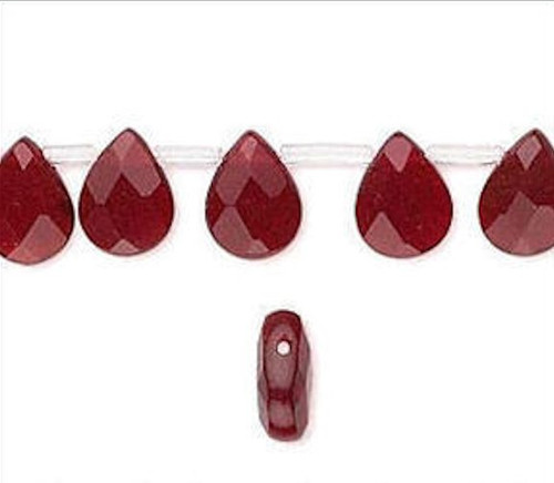 40 Faceted Glass Teardrop Beads ~ Transparent Red ~ 10x8x4mm *