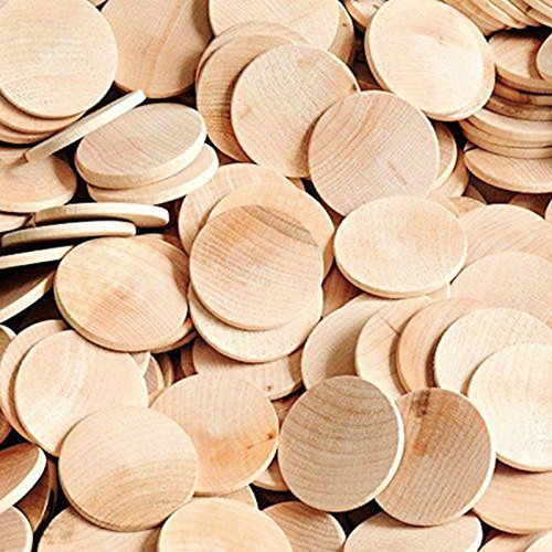 100 Wooden 1-1/2" x1/8" Thick Hardwood Straight Edge Circle Rounds