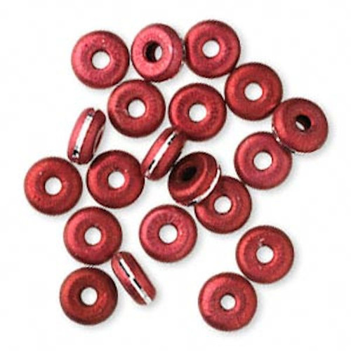 20 Aluminum Red Diamond Cut Donut 9x4mm Beads with 2.5mm ID  *