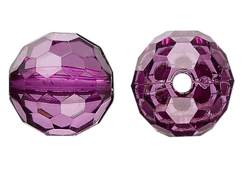 100 Grams(100) Acrylic Purple 12mm Faceted Round Beads with 1.9mm Hole