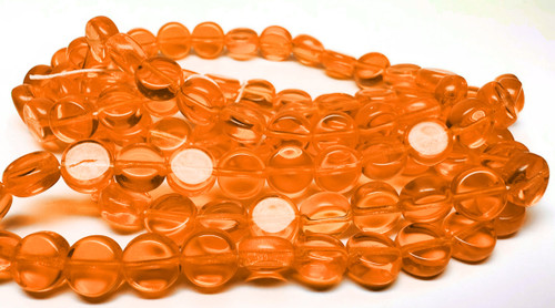 Bead, 100 Czech Pressed Glass Transparent Hyacinth Orange 6mm Flat Round Coin Beads with 0.8mm Hole  *