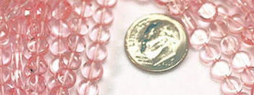 Bead, 100 Czech Pressed Glass Transparent Pink 6mm Flat Round Coin Beads with 0.8mm Hole *