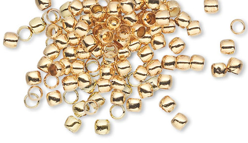Bead, 100 Gold Plated Brass Smooth Micro 2x1.5mm Round Spacer Beads with 1.3mm Hole