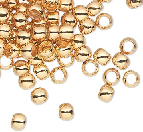 100 Gold Plated Brass Smooth Micro 2.5mm Round Spacer Beads with 1.5mm Hole