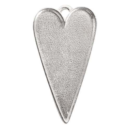 Pendant, Grande Heart, Nunn Sterling Silver Plated Pewter 2 1/8"(54x29mm) Bezel