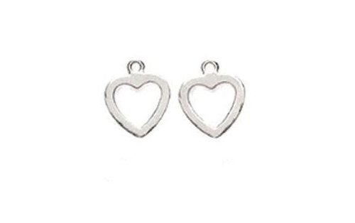 6 Bright Silver Heart Photo Frame Charms Beads  ~ 15x18mm *