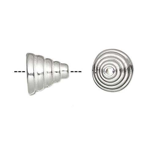 6 Sterling Silver Spiral 6x6mm Cone Bead Caps to Fit 5-6mm Beads `