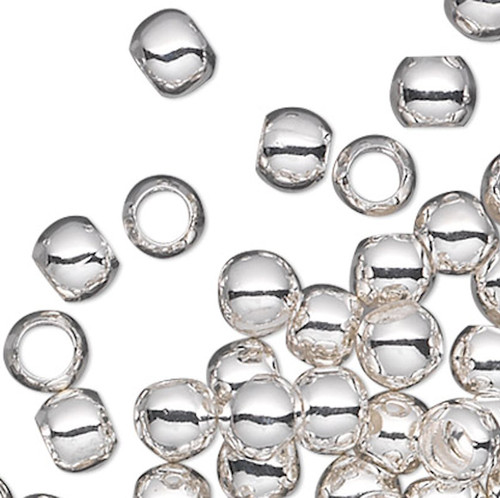 100 Silver Plated Brass Smooth Micro 2.5mm Round Spacer Beads with 1.5mm Hole