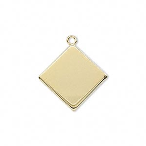 4 Gold Plated Steel Double Sided 24x21mm Smooth Diamond Charm Drops *