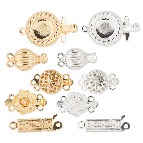 50 Gold & Silver Plated Brass Assorted 8-12mm Fancy Tab Style Clasps `