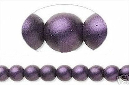 1 Strand(67) Czech Druk Glass Satin Dark Purple 6mm Round Beads with 0.7-1.1mm Hole