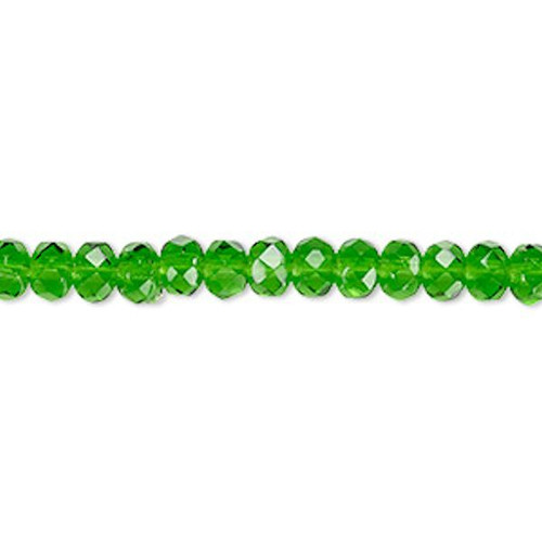 1 Strand(110) Emerald Green Czech Fire Polished Glass 5x4mm Rondelle Beads with 1mm Hole