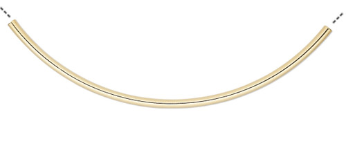 10 Gold Plated Brass LONG 100x3mm Curved Tube Noodle Beads with 2mm Hole