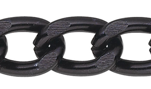 Chain, 5 Feet Anodized Aluminum Black 11x7mm Links Cable Bulk Chain